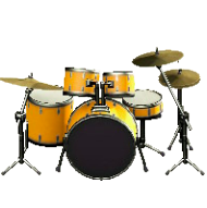 ドラムセットのグロスブラックの画像