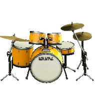 ドラムセットのホワイトロゴの画像