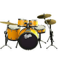 ドラムセットのブラックロゴの画像