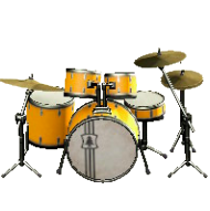 ドラムセットのヴィンテージロゴの画像