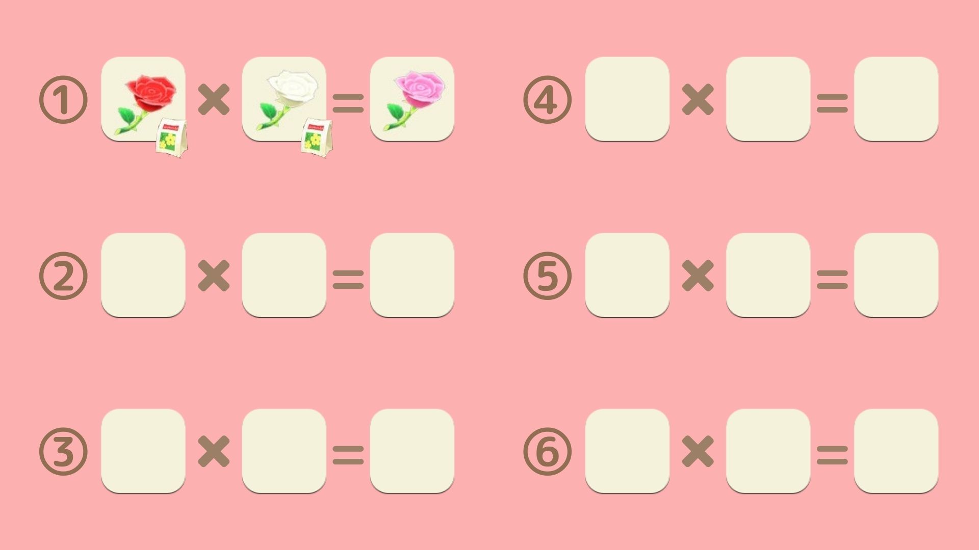 ピンクのバラの交配表