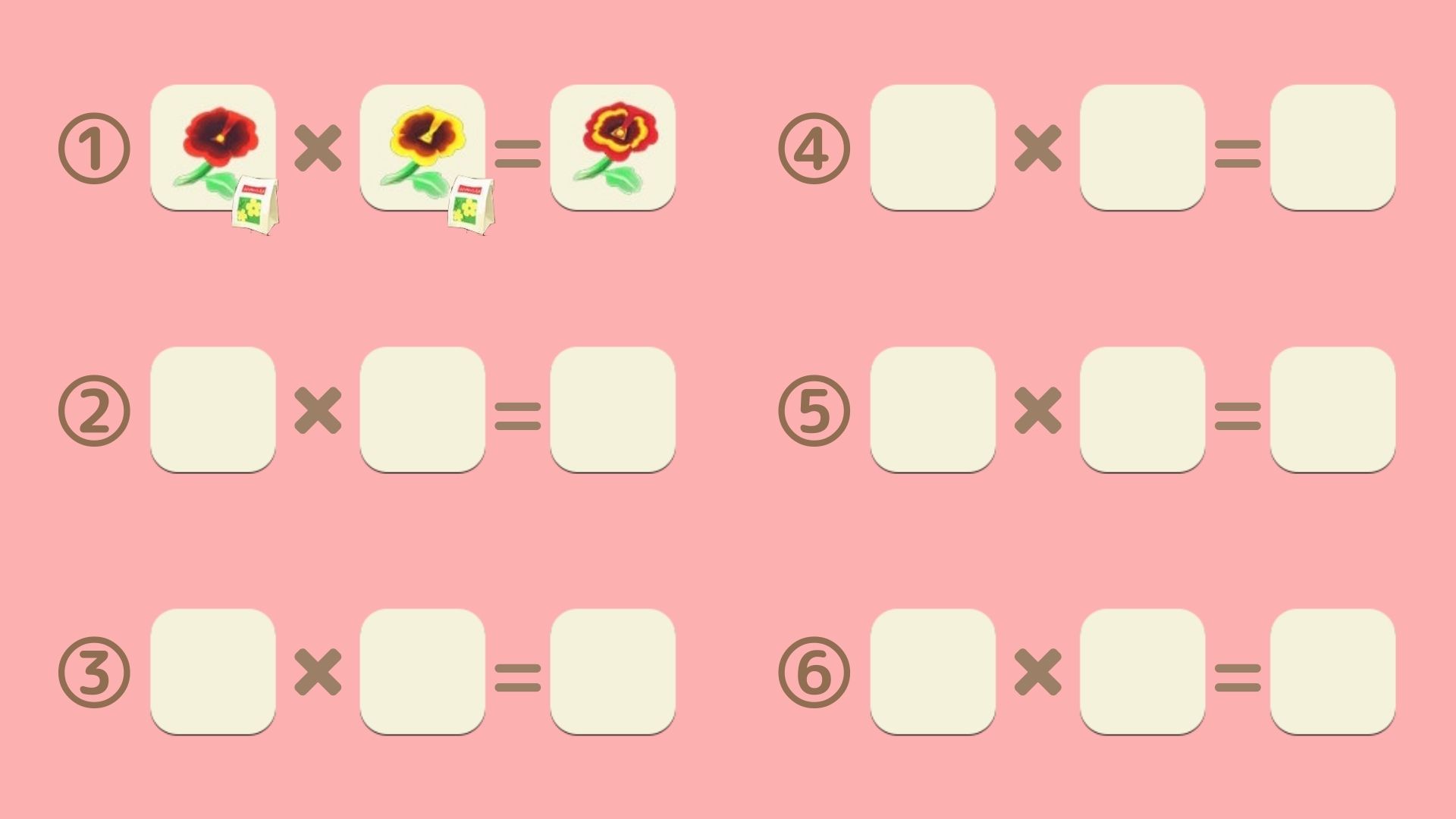 赤黄色パンジーの交配手順