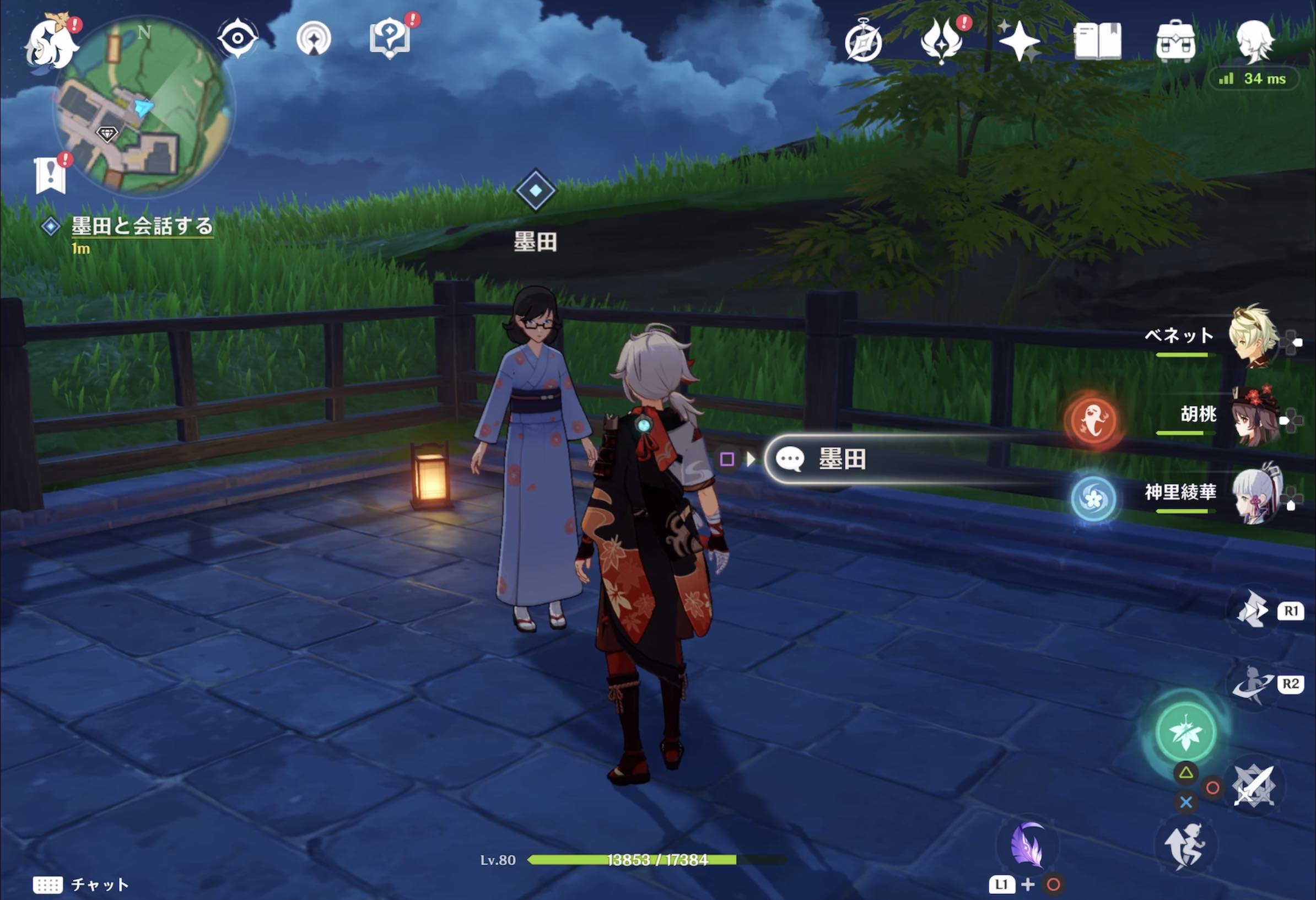 稲妻城に戻り墨田と会話する