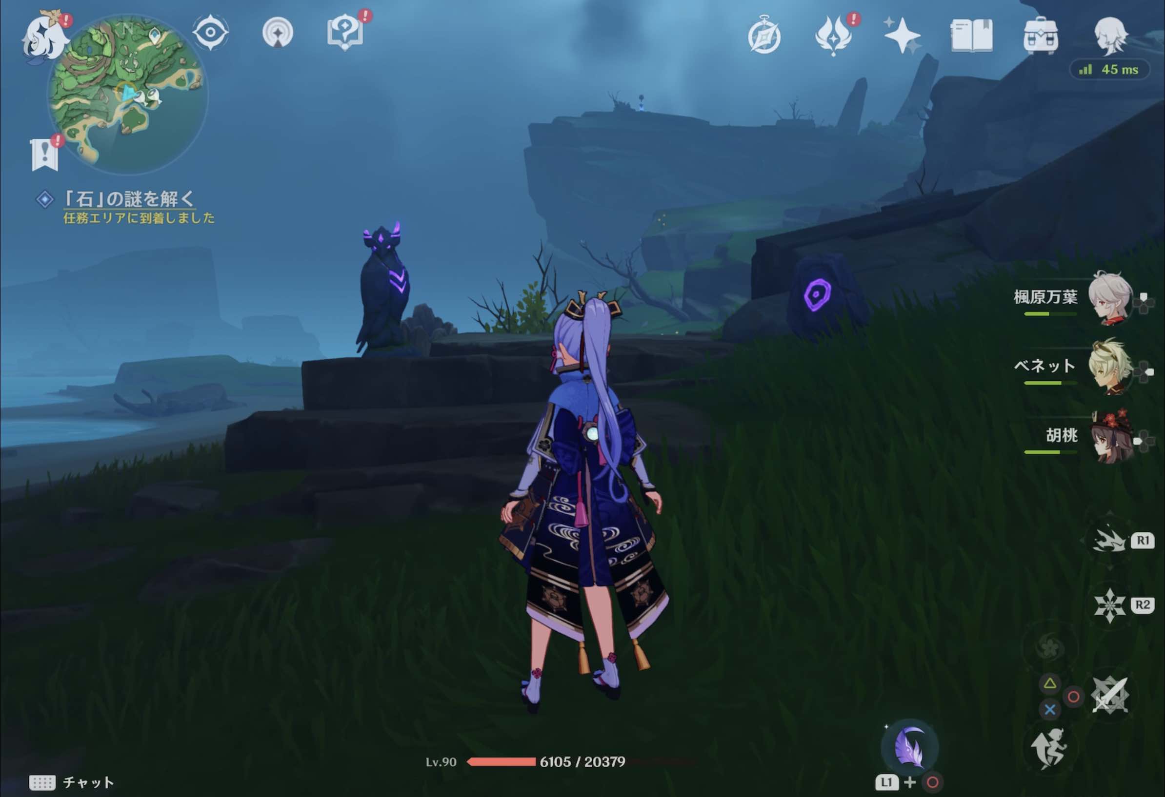 雷鳥の彫像を「変わった羽毛」を使って調べる