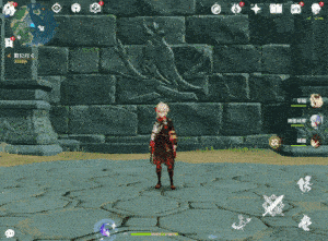 雷鳥の壁画の前で