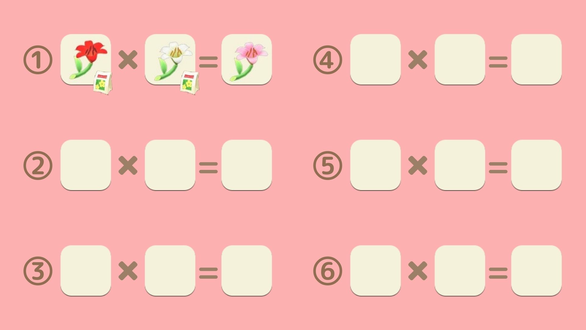 ピンクのユリの交配表