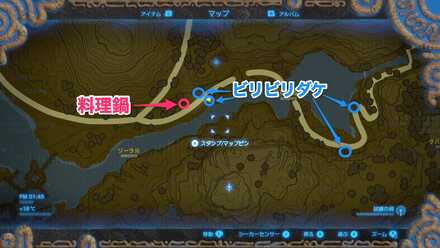 ビリビリダケの位置マップ