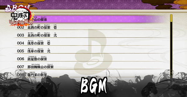 BGM一覧と入手条件