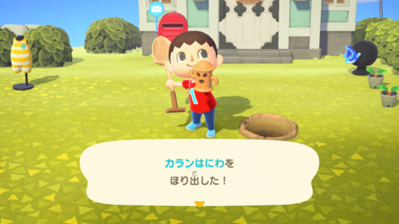 翌日スコップで、はにわを掘り起こす