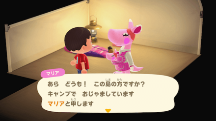 キャンプサイトに来た住民