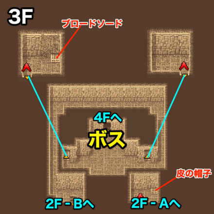 風の神殿3Fのマップ