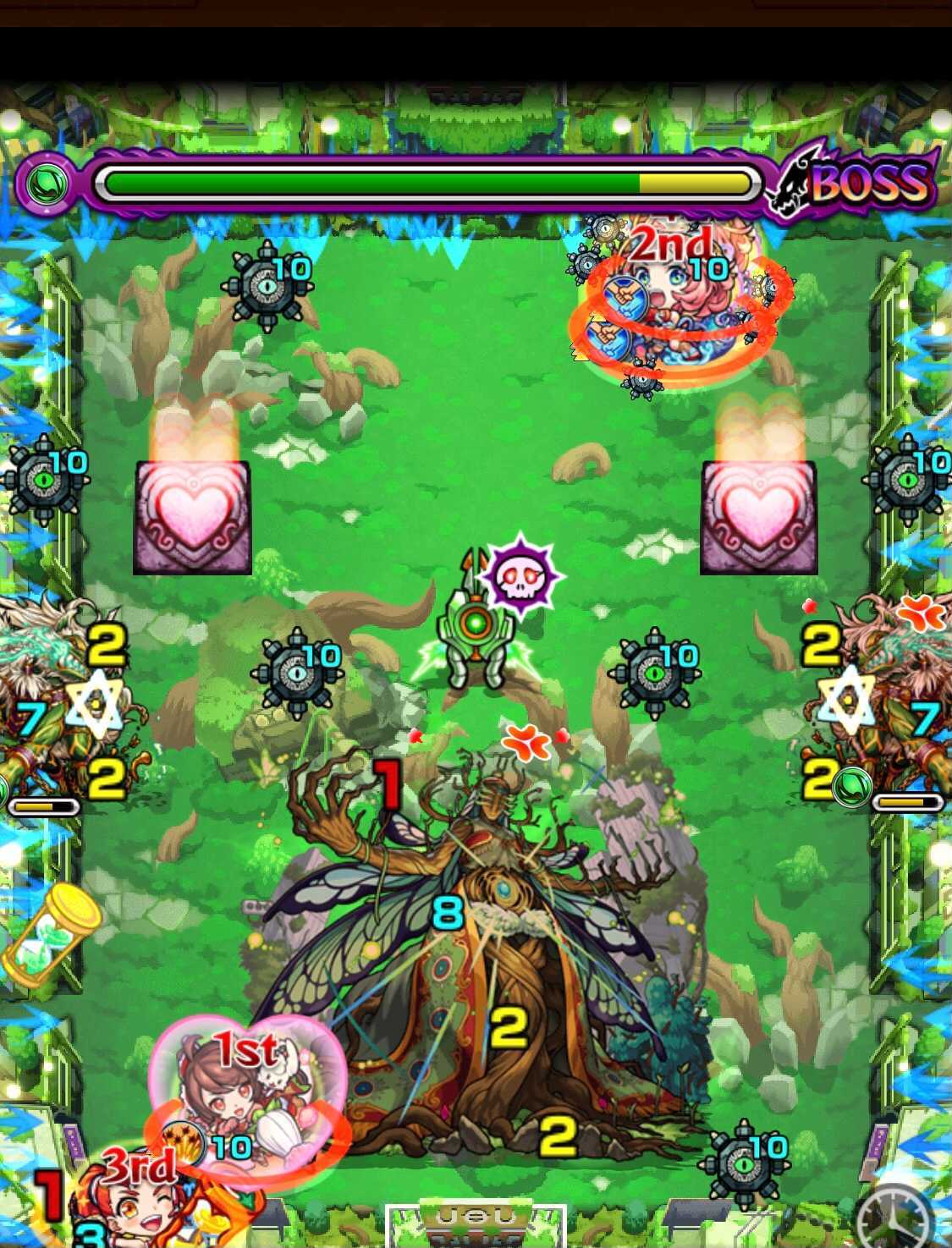 モンストのカウシーディアボス2クロスドクロ処理後