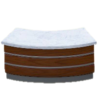 アーチのうけつけカウンターのホワイト×ブラウンの画像