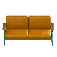 ヴィンテージなソファのオレンジの画像