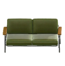 ヴィンテージなソファのグリーンの画像