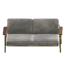 ヴィンテージなソファのグレーの画像