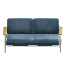 ヴィンテージなソファのブルーの画像