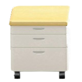 オフィスキャビネットのアイボリー×ウッドの画像