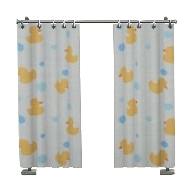 カーテンのパーテーションのアヒル柄の画像