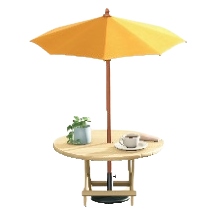 カフェなパラソルテーブルのイエローの画像