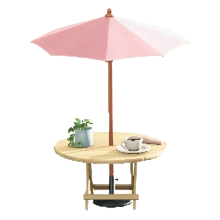 カフェなパラソルテーブルのピンクの画像