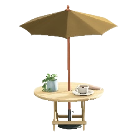 カフェなパラソルテーブルのオーカーの画像