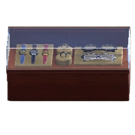 ガラスのショーケースのダークブラウンの画像