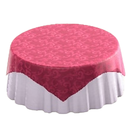 クロスつきラウンドテーブルLのワインレッドの画像