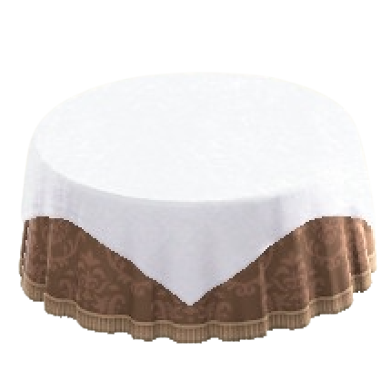 クロスつきラウンドテーブルLのダマスクブラウンの画像