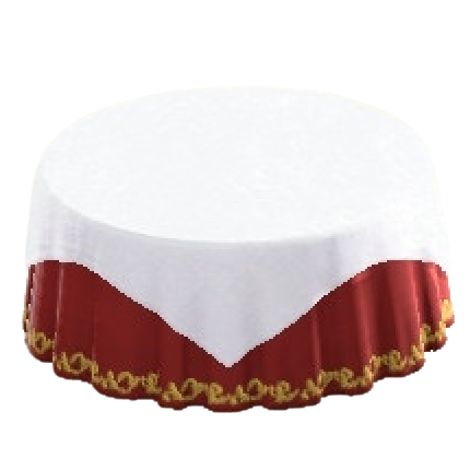 クロスつきラウンドテーブルLのワインレッドの画像