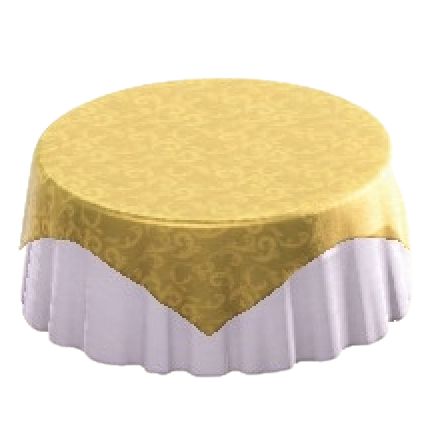 クロスつきラウンドテーブルLのゴールドの画像