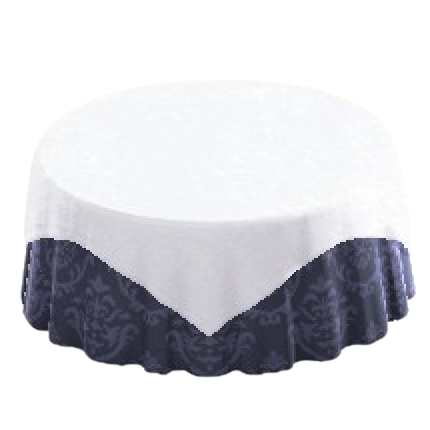 クロスつきラウンドテーブルLのダマスクブルーの画像