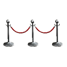 パーテーションポールのシルバー×レッドの画像