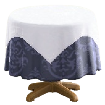 クロスつきラウンドテーブルSのダマスクブルーの画像