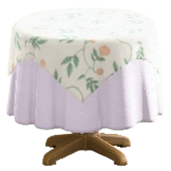 クロスつきラウンドテーブルSの草花柄の画像
