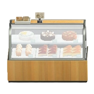 ケーキショーケースのナチュラルウッドの画像