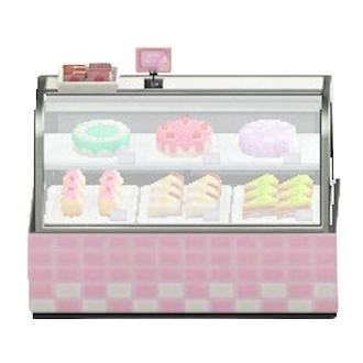 ケーキショーケースのピンクスタイルの画像