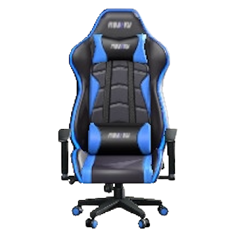 ゲーミングチェアのブラック＆ブルーの画像