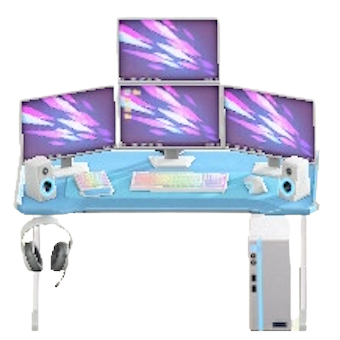 ゲーミングデスクのライトブルーの画像