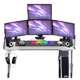 ゲーミングデスクのホワイトの画像