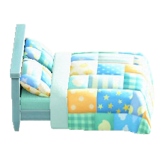 パッチワークなベッドのベビーの画像