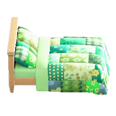 パッチワークなベッドのリーフの画像