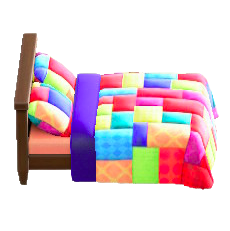 パッチワークなベッドのビビッドの画像