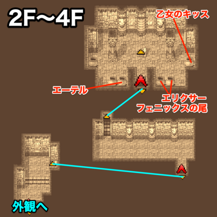 タイクーン城2F〜4Fのマップ