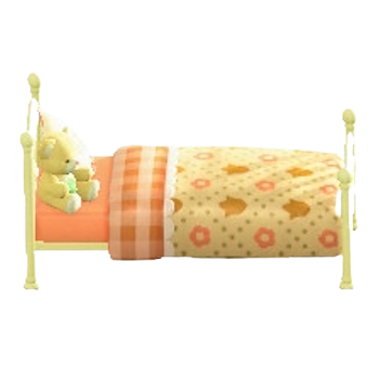 ゆめかわなベッドのイエローの画像