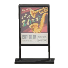 ポスタースタンドのジャズライブポスターの画像