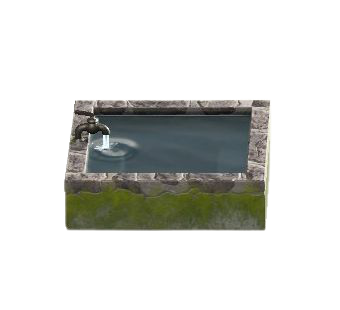 スクエアなバスタブの苔石の画像