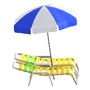 パラソルつきビーチベッドのイエローの画像