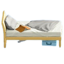 だらしないベッドのグレー(寝具)の画像