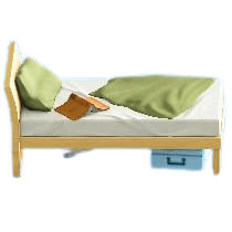 だらしないベッドのグリーン(寝具)の画像